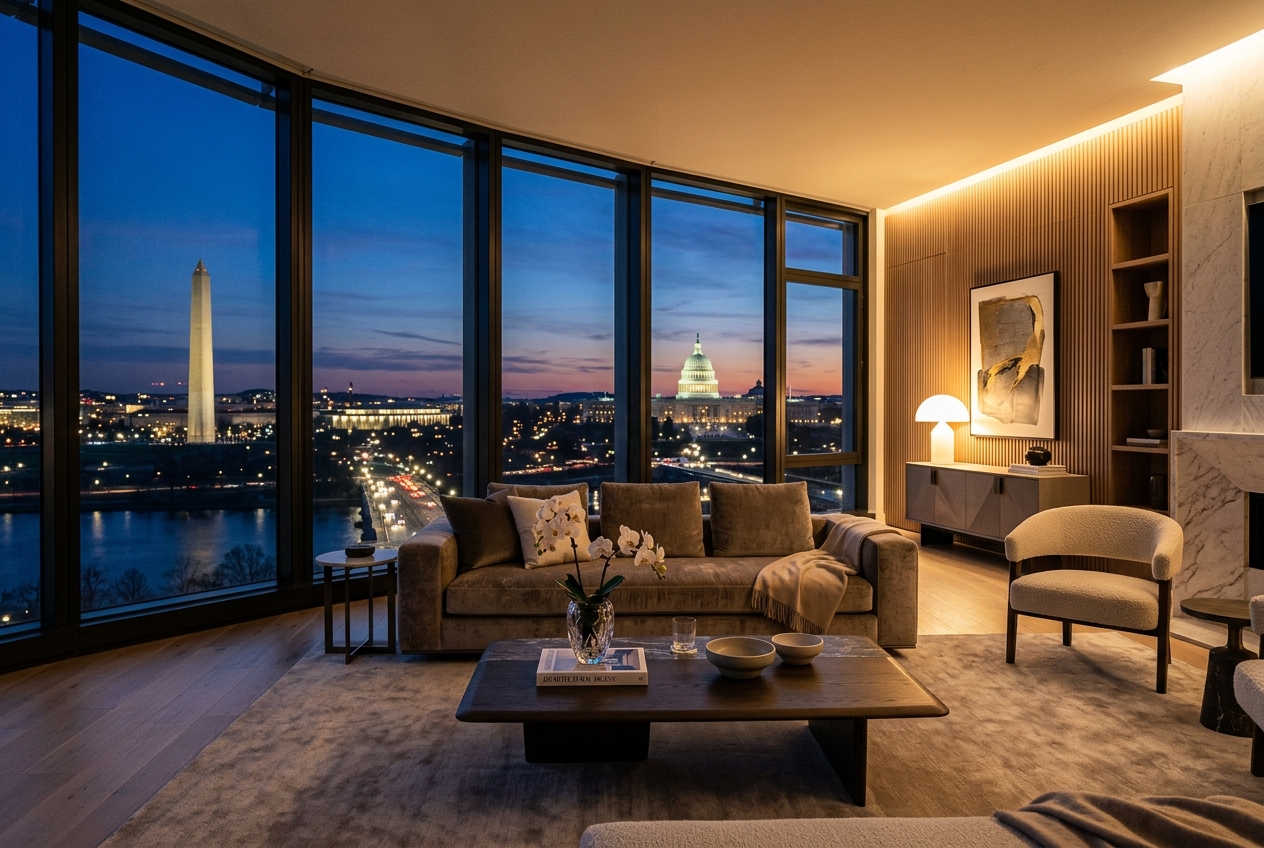 Luxury Washington DC condo with skyline view